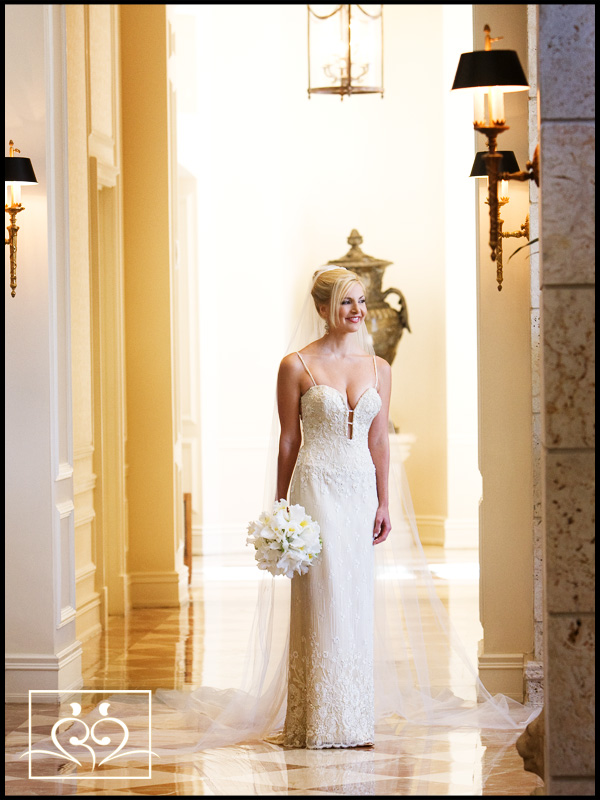 Our bride Stacey...a vision in the stately lobby of the Ritz Carlton in Coconut Grove