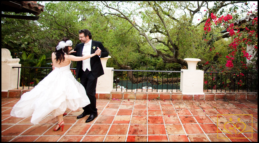 Jackie & Don share a quiet moment before their wedding reception rehearsing their first dance!