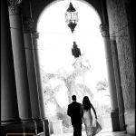 Bride and groom walking