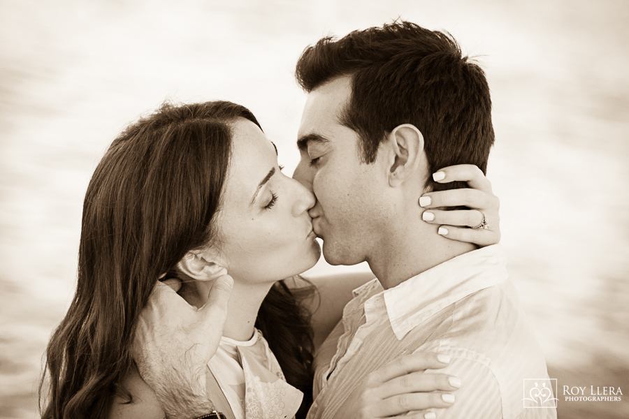 miami engagement kiss