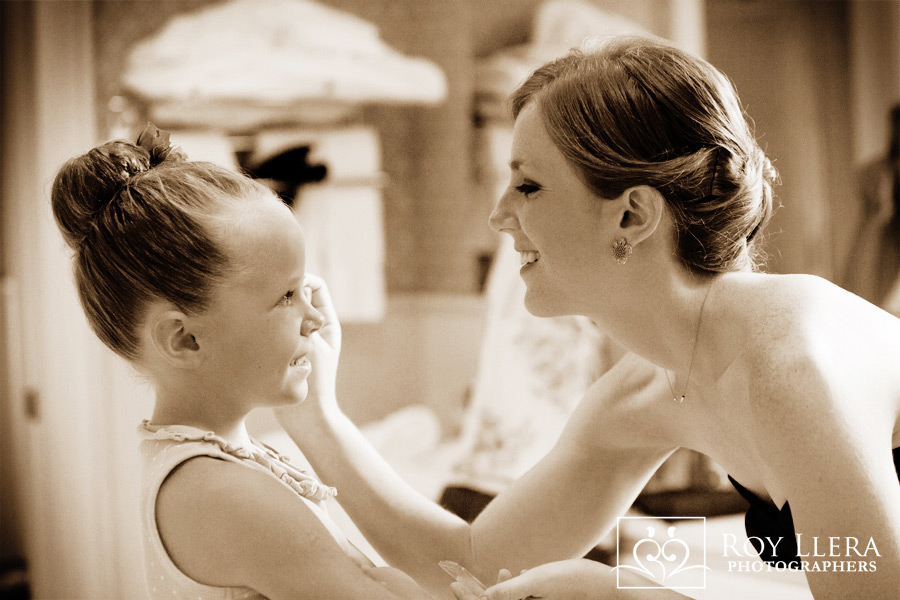 flowergirl at wedding getting make up